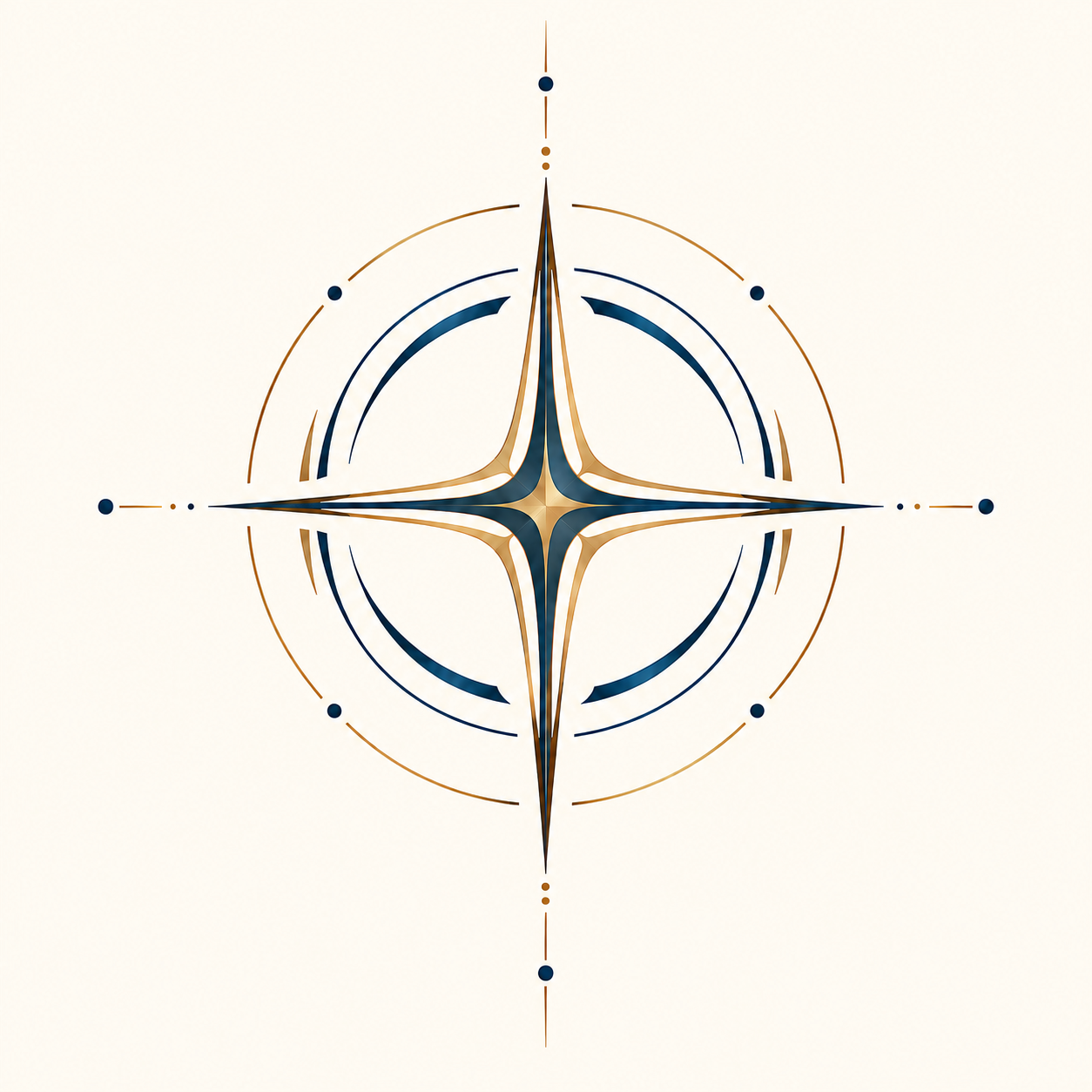 Four-point Compass Collective compass in indigo and antique gold